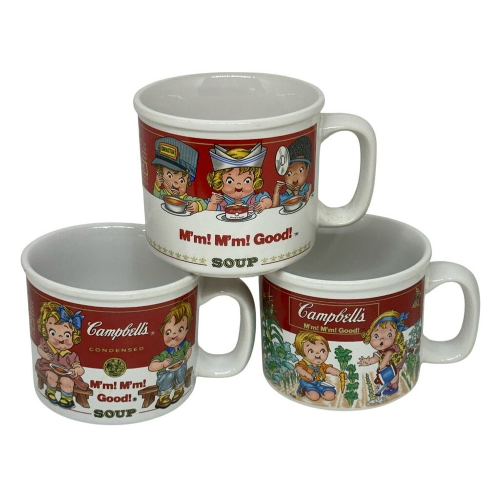 VTG 1990s Campbell's Soup Mug‎ Set of 3 Fireman Nurse Police Kids Coffee Cups